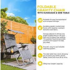 Buy everyday essentials adjustable zero gravity lounge chair recliners for patio at walmart.com. Set Of 2 Textoline Zero Gravity Chairs Sun Lounger Canopy Pillow Reclining Shed 5056295303550 Ebay