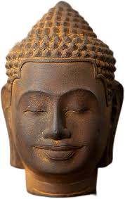 NA Solid Creative Cast Iron Southeast Asian Buddha Head Statue, Iron Art  Rust Iron Buddha Sculpture Study Meditation Room Garden Handmade Buddha ...