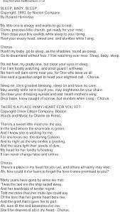 Old Time Song Lyrics For 39 Sleep Baby Sleep