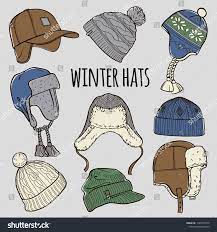 Set Of 9 Winter Colored Caps And Hats Sketches Baseball Cap Ear Flap Hat Knitted Hats Hats With A Pom Pom F In 2021 Hat Sketch Pirate Hat Drawing Hat Illustration