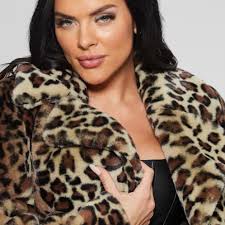 GUESS faux fur Denise Leopard Coat size Large BNWT