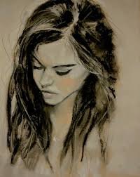 Charcoal and colored pencil