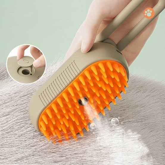 Peine con pulverizador el&eacute;ctrico para mascotas, cepillo de aseo con vapor recargable para gatos, herramienta de limpieza (caf&eacute;)
