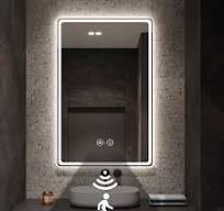Amazon.com: Espejo de baño, sensor de movimiento infrarrojo, espejo de  tocador con 3 colores delanteros y retroiluminados, espejos de pared  regulables ...