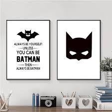 Aby zrobić maskę batmana potrzebujesz: Nordic Obraz Drukowany Na Plotnie Plakaty Z Batman Maska I Cytatem Unframed Nowoczesna Prostota Zdjecia Scienny Do Dekoracji Wnetrz Painting Poster Wall Picturesprints Painting Aliexpress