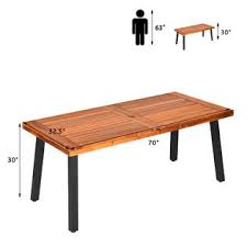 Crafted from powdercoated aluminum and premium teak with an ebony finish that is designed to withstand season after season of harsh weather. Costway Acacia Wood Outdoor Dining Table Patio Rectangle Table W Umbrella Hole Brown