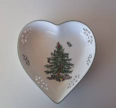 Vintage Spode Christmas Tree Pierced Heart Dish