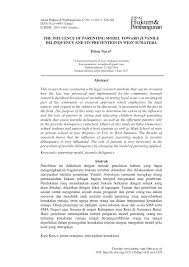 Pdf The Influence Of Parenting Model Toward Juvenile Delinquency And Its Prevention In West Sumatera