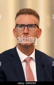U.S. Soccer Athlete Representative Chris Ahrens, attends a meeting of the  organization's board of directors Friday, Dec. 6, 2019, in Chicago. (AP  Photo/Charles Rex Arbogast Stock Photo