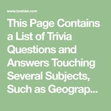 Displaying 22 questions associated with risk. This Page Contains A List Of Trivia Questions And Answers Touching Several Subjects Such As Geography Ar Trivia Questions And Answers Trivia Questions Trivia