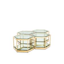 Mirrored bedside table with interesting antique mirrored surface. Eicholtz 112693 Coffee Table Sax Set Of 4 Gold Finish Clear Glass Mirror Glass Clanbay