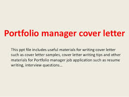 Portfolio Manager Cover Letter