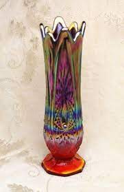 Carnival glass └ glassware └ glass └ pottery & glass all categories antiques art baby books business & industrial old westmoreland peach opalescent carnival glass estate pattern creamer. Vintage Indiana Heirloom Red Carnival Hob Star Swung Glass Vase Carnival Glass Carnival Glassware Glass Crafts