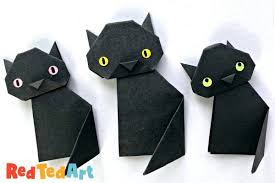 Easy Black Cat Origami For Halloween Halloween Origami Easy Origami For Kids Origami Easy