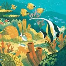 Underwater Sealife Corals Fish Seabed Moorishidol Illustration Baoluu Sea Illustration Sea Life Artwork Underwater Art