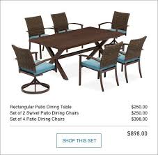 7 Piece Patio Set With 4 Dining Chairs 2 Swivel Chairs And Rectangle Table And Blue Cushions Patio Dining Table Patio Dining Set Patio Dining Chairs