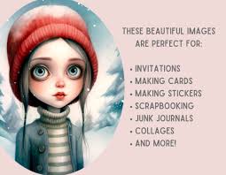 Watercolour Whimsical Winter Girl Clipart Winter Fashion Girl PNG Digital  Image Downloads for Card Making Scrapbook Junk Journal Paper Craft