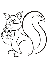 Cute squirrel with an acorn. Squirrel With Acorn Coloring Page 1001coloring Com