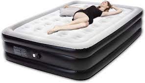 The queen mattress fits best in a master bedroom that is at least 10 x 10 feet. Tuomico Inflatable Double Size Air Bed Queen Air Mattress Blow Up Bed With Built In Electric Pump For Fast Inflation Portable Upgraded Flocking Airbeds For Compatible Sleeping 203 152 48 Cm Black Amazon Co Uk Home Kitchen