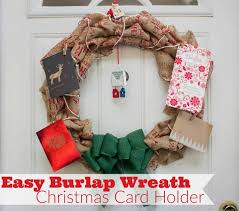 I bought a wooden plaque from. Easy Burlap Wreath Christmas Card Holder That S Crafty