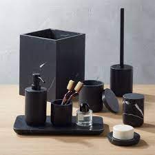 Shop for marble bathroom accessories at bed bath & beyond. Nexus Black Marble Bath Accessories Cb2 Canada