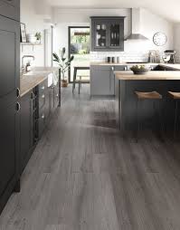 Grey kitchen cabinets with wooden worktop oil spill. Loft Dark Grey Laminate Flooring Direct Wood Flooring