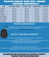 Size Chart Jackson Jackets