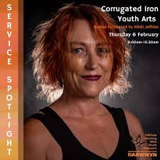 For the first meeting of the year, we are excited to have Nikki Jeffries  from Corrugated Iron Youth Arts as our SERVICE SPOTLIGHT to tell us all  about what Corro has in