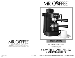 Dual water window allows visibility as you fill—no more overflows. Mr Coffee Ecm10 Espresso Maker User Manual 16 Pages