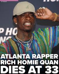 Rich Homie Quan, the Atlanta rapper who gained mainstream notoriety through  the trap singles "Type of Way" and "Flex (Ooh, Ooh, Ooh)," has died. He was  33. abc30.tv/47iqBiU