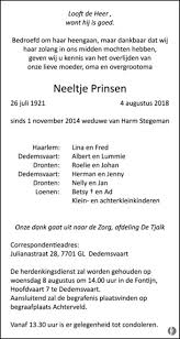 Neeltje Prinsen De Limburger Overlijden Nieuws Condoleances En Familieberichten
