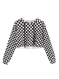 Black And White Sweatshirt For Girls Kids Crop Tops Girls Sweatshirts Long Sleeve Plaid Hoodies Black Cj18i3xrsyr Crop Tops For Kids Crop Top Sweatshirt Girl Sweatshirts