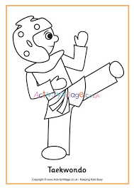 Choose from taekwondo, judo fencing, boxing. Taekwondo Colouring Page