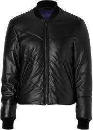 Kenzo Leather Down Bomber Jacket In Black Shopstyle Black Leather Bomber Jacket Leather Jacket Men Bomber Jacket