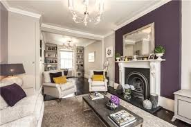 Aubergine Feature Wall Purple Living Room Feature Wall Living Room Living Room Wall Color