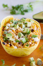 It doesn't take very long either. Southwestern Stuffed Spaghetti Squash Taste And Tell