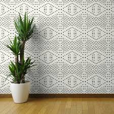 Black And White Boho Peel And Stick Wallpaper Bungalow Rose Emelle Removable Peel And Stick Wallpaper Roll Size 36 L X 24 W In 2020 Boho Tiles Dots Wallpaper Peel And Stick Wallpaper
