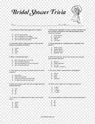 In the twentieth century, commercialism led to the celebration of more anniversaries according to a list of predetermined gifts. Trivia Bridal Shower Quiz Bride Wedding Bride Template Game Text Png Pngwing