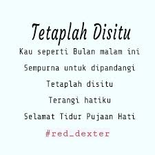 Kau Seperti Bulan Malam Ini Sempurna Untuk Dipandangi Tetaplah Disitu Terangi Hatiku Selamat Tidur Pujaan Hati Red Dexter Sajak Puisi Kutipan Dalam