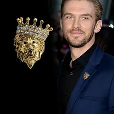 Broche Vintage con cabeza de león y Animal, Pin de solapa con corona de  cristal para hombres y mujeres, alfileres para cuello de camisa, broches,  accesorios de joyería