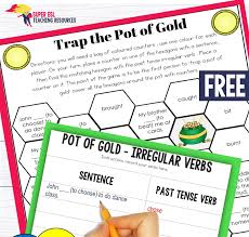 Irregular Verbs Past Tense Gold Pot Board Game For Esl Students Super Esl Teaching Resources