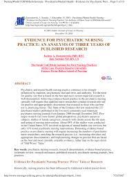 This guide provides information on nurse researcher responsibilities, career pathways, and salaries. Pdf Evidence For Psychiatric Nursing Practice An Analysis Of Three Years Of Published Research