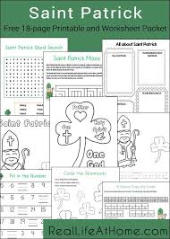 Saint Patrick Printables And Worksheet Packet For Kids St Patricks Printables St Patrick Day Activities Catholic Kids