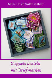 Magnete Basteln Mit Briefmarken Diy Anleitung Mein Herz Sagt Kunst Basteln Briefmarken Magnete Selber Machen