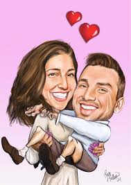 Caricatura de casal personalizada