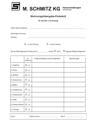 Der mietvertrag ist unterschrieben, die ersten kommt es zu einem rechtsstreit um die rückzahlung der kaution, eignet sich das protokoll als. Wohnungsubergabe Protokoll M Schmitz Kg