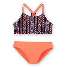 Wonder Nation Girls Shimmer Tribe Print Fashion Bikini Walmart Com Girls Bathing Suits Cute Girl Outfits Kids Fashion Clothes
