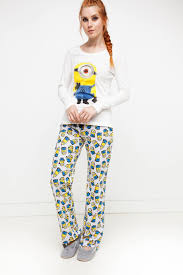 Gri Melanj Kadin Minyonlar Baskili Pijama Takimi 462957 Defacto Pijama Kadin Gri