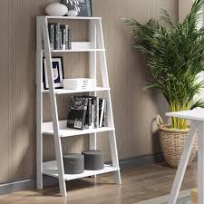 Wooden ladder shelf a frame. 55 Wood Ladder Bookshelf In White Walker Edison Bs55ldwh