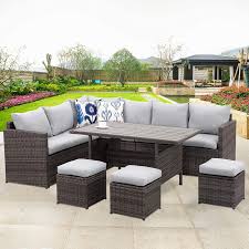 Amazonsmile Wisteria Lane Patio Furniture Set 7 Pcs Outdoor Conversation Set All Weather Rattan Patio Furniture Patio Furniture Sets Sectional Patio Furniture